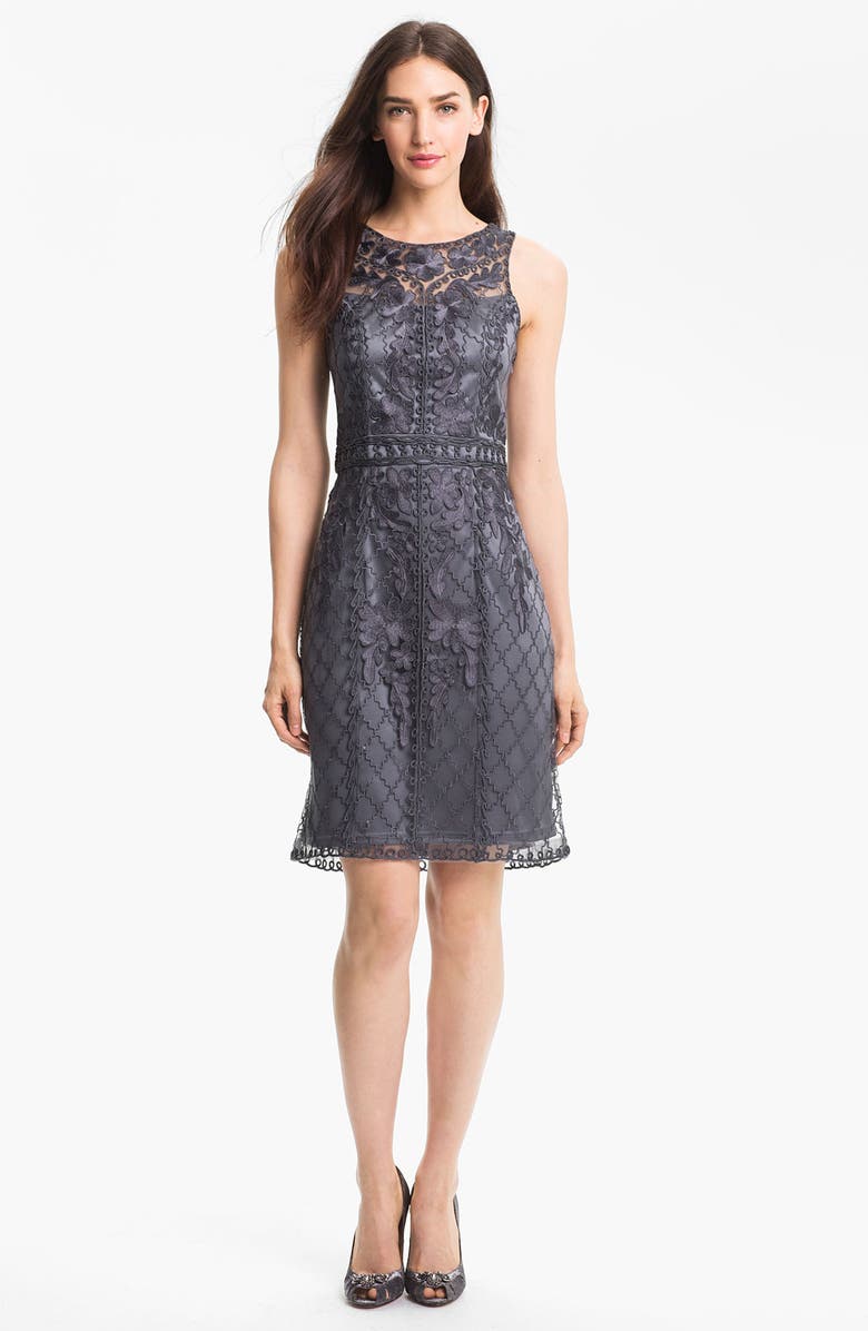 Sue Wong Sleeveless Embroidered Tulle Dress, Main, color, 