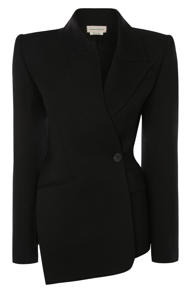 McQueen Asymmetric Wool & Mohair Blazer, Alternate, color, 