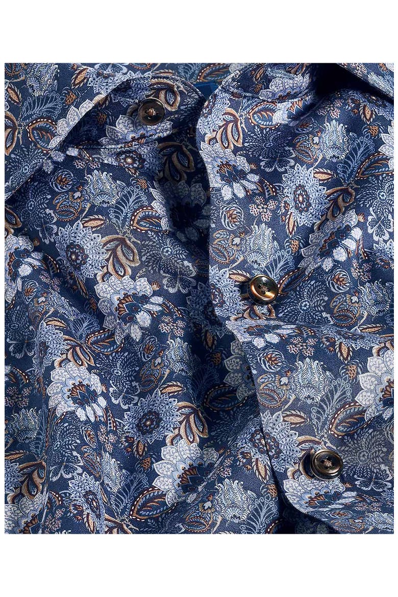 Floral Print Sport Shirt, Alternate, color, NAVY/ BROWN