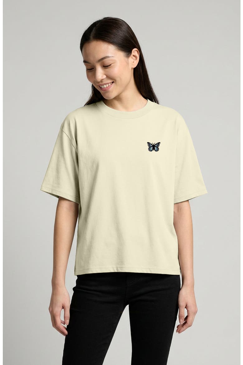 Butterfly Relaxed Midweight Jersey Tee, Alternate, color, Butter