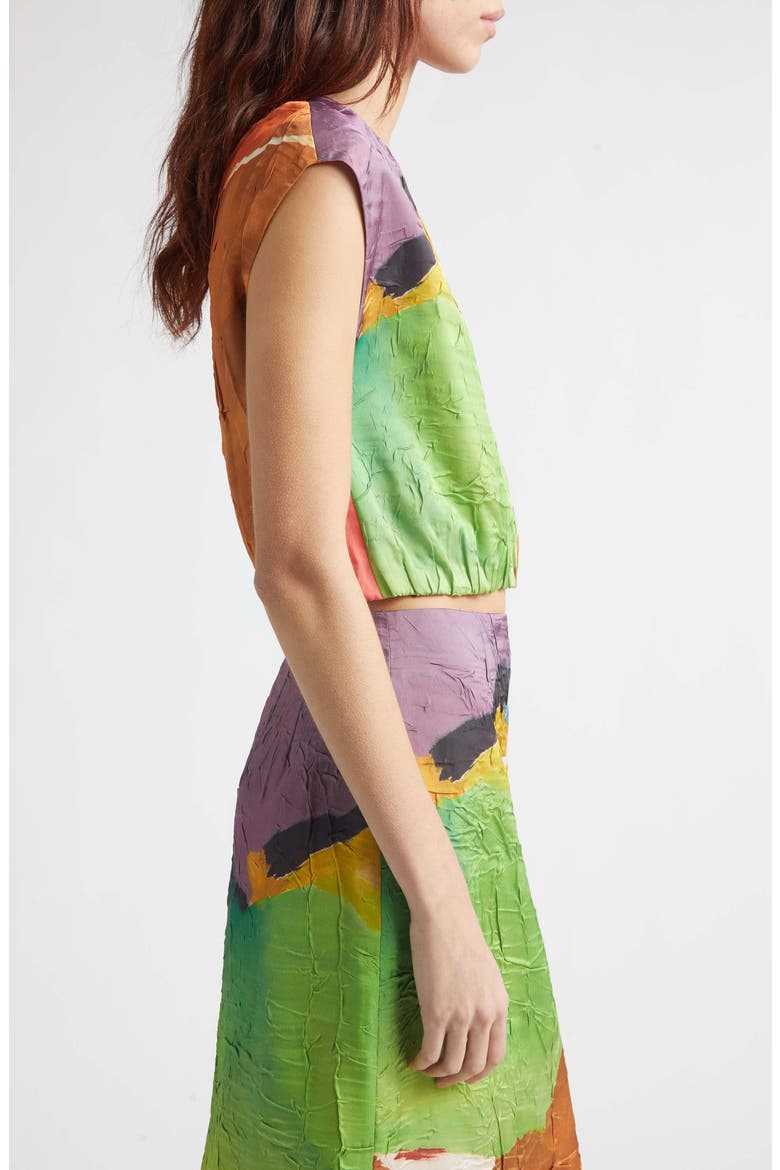 Gisella Crinkle Satin Crop Top, Alternate, color, NATURE ABHORS A VACUUM