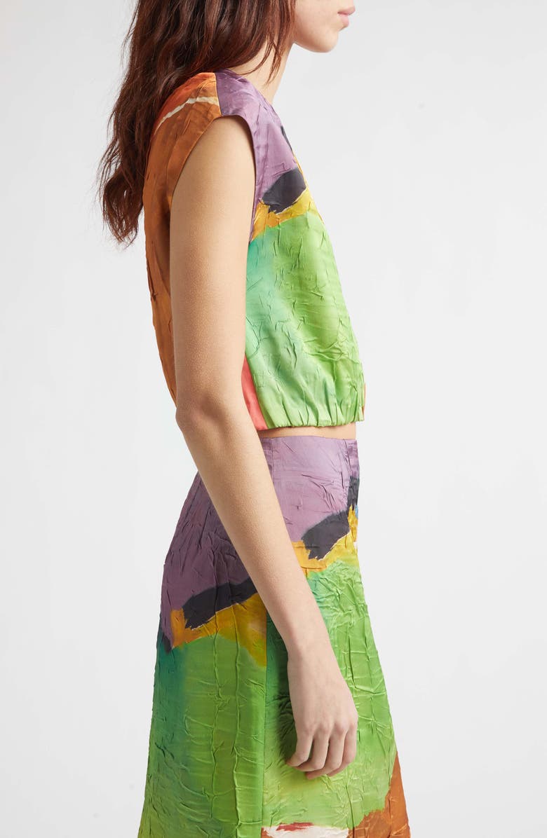 Ulla Johnson Gisella Crinkle Satin Crop Top, Alternate, color, Nature Abhors A Vacuum