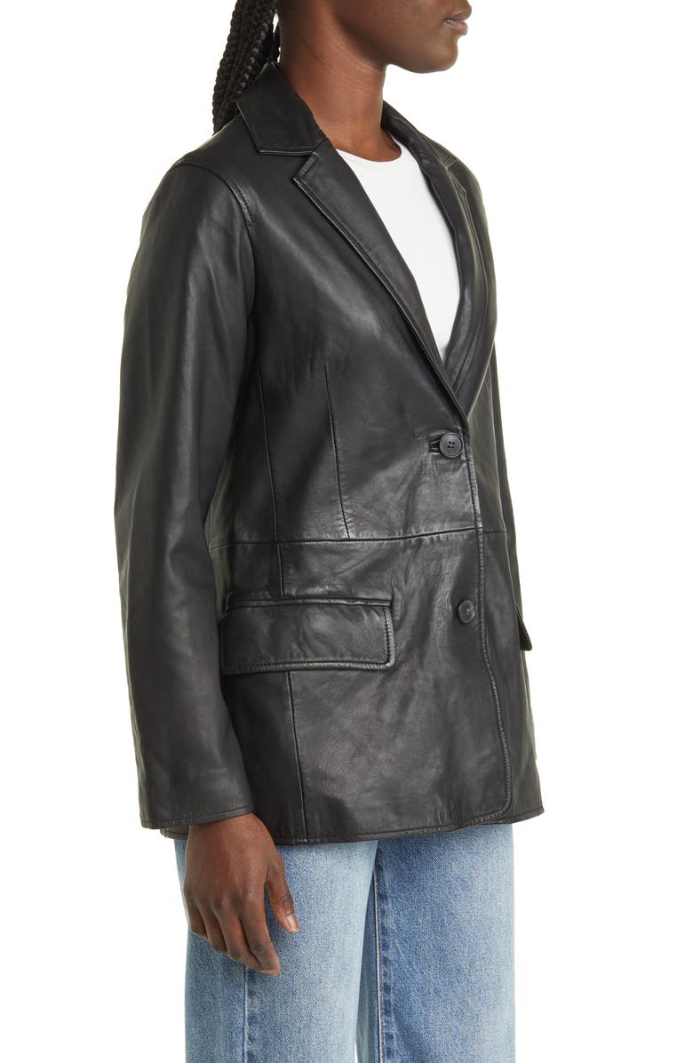 AllSaints Corinna Leather Blazer, Alternate, color, 