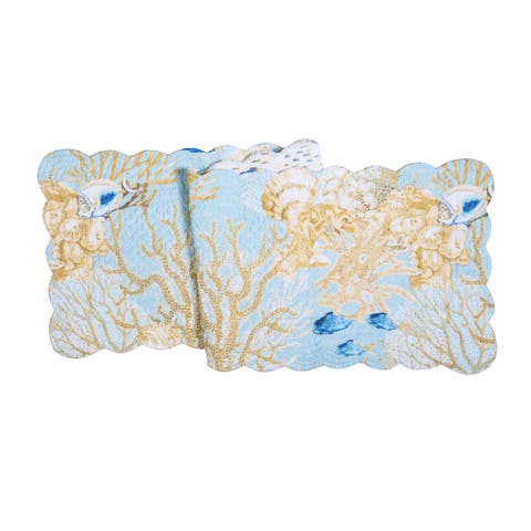 Belmont Reef Reversible Graphic Print Machine Washable Quilted Table Runner 14" x 51"