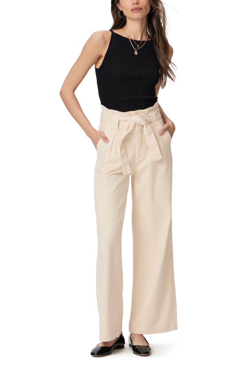 PAIGE Harper Paperbag Waist Wide Leg Pants, Alternate, color, Blonde Sand
