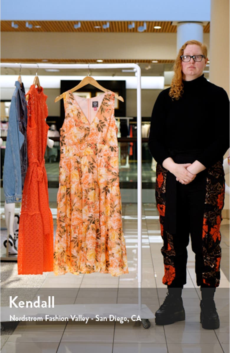 Floral Sleeveless Tiered Ruffle Midi Dress, sales video thumbnail