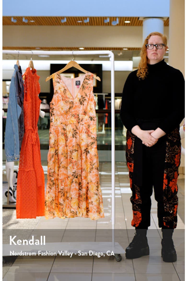 Floral Sleeveless Tiered Ruffle Midi Dress video