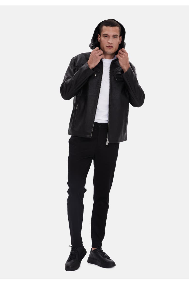 Horace Patterned Leather Jacket, Alternate, color, Black