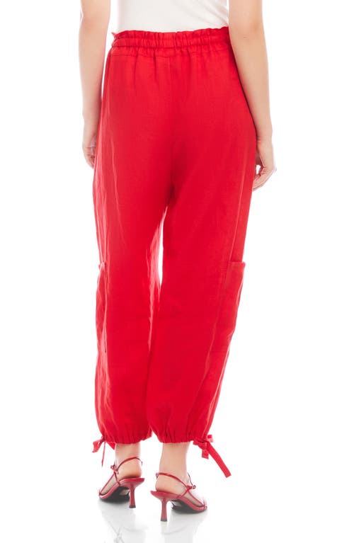 Fifteen Twenty Charo Tie Waist Cargo Pants In Cherry