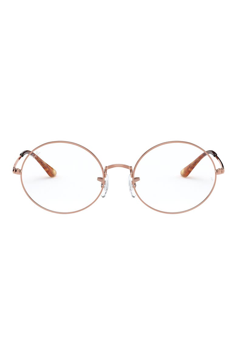 51mm Round Optical Glasses, Main, color, ROSE GOLD