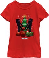 MINECRAFT Girl's Minecraft Christmas Tree Endermans  Graphic T-Shirt