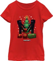 MINECRAFT Girl's Minecraft Christmas Tree Endermans  Graphic T-Shirt