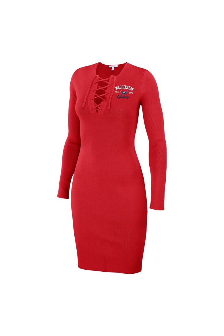 Women's WEAR by Erin Andrews  Red Washington Capitals Lace-Up Dress, Alternate, color, Red