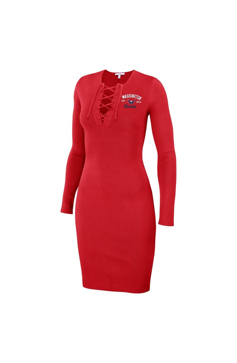WEAR by Erin Andrews Women's WEAR by Erin Andrews Red Washington Capitals Lace-Up Dress, Alternate, color, Red