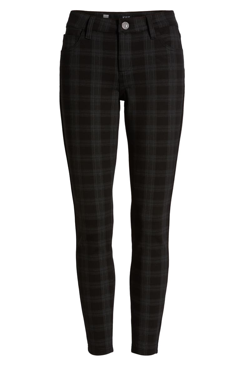 Plaid Skinny Ponte Pants, Alternate, color, BLACK/ GREY