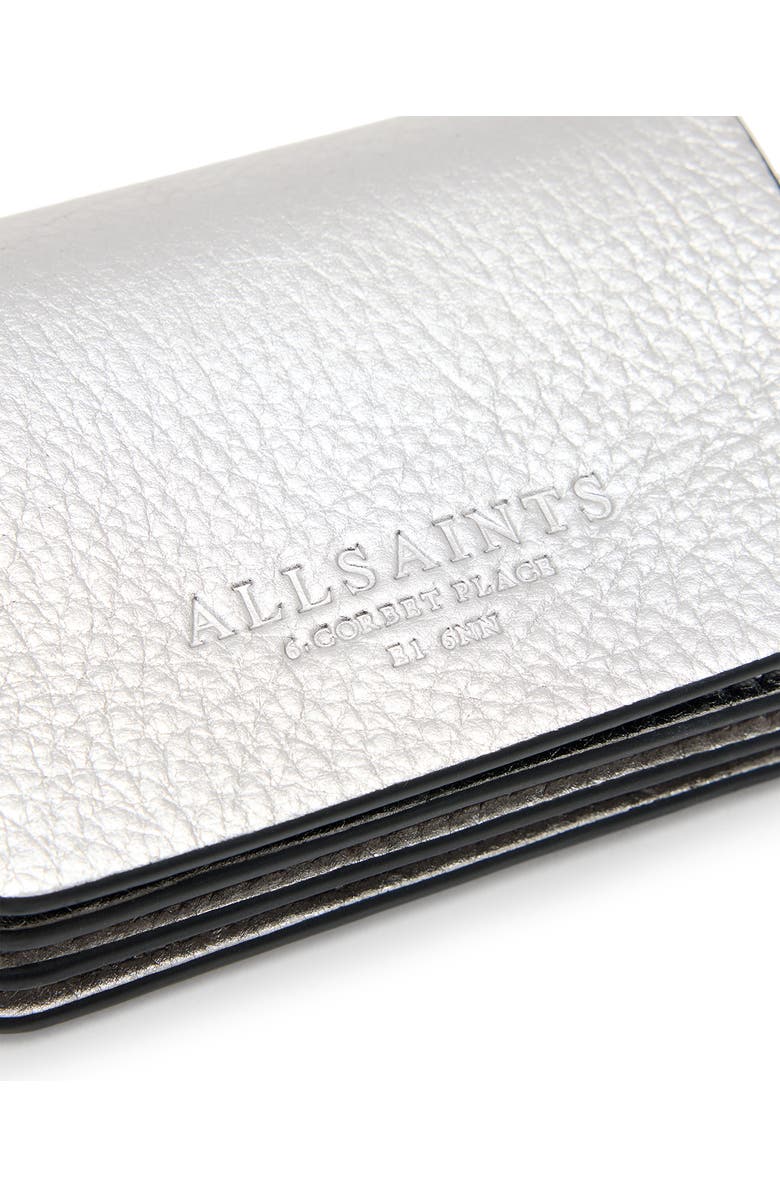 AllSaints The Honore Leather Cardholder, Alternate, color, Silver