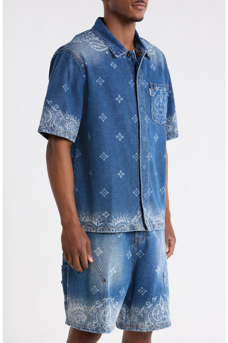 Laser Print Denim Shirt, Alternate, color, MID BLUE