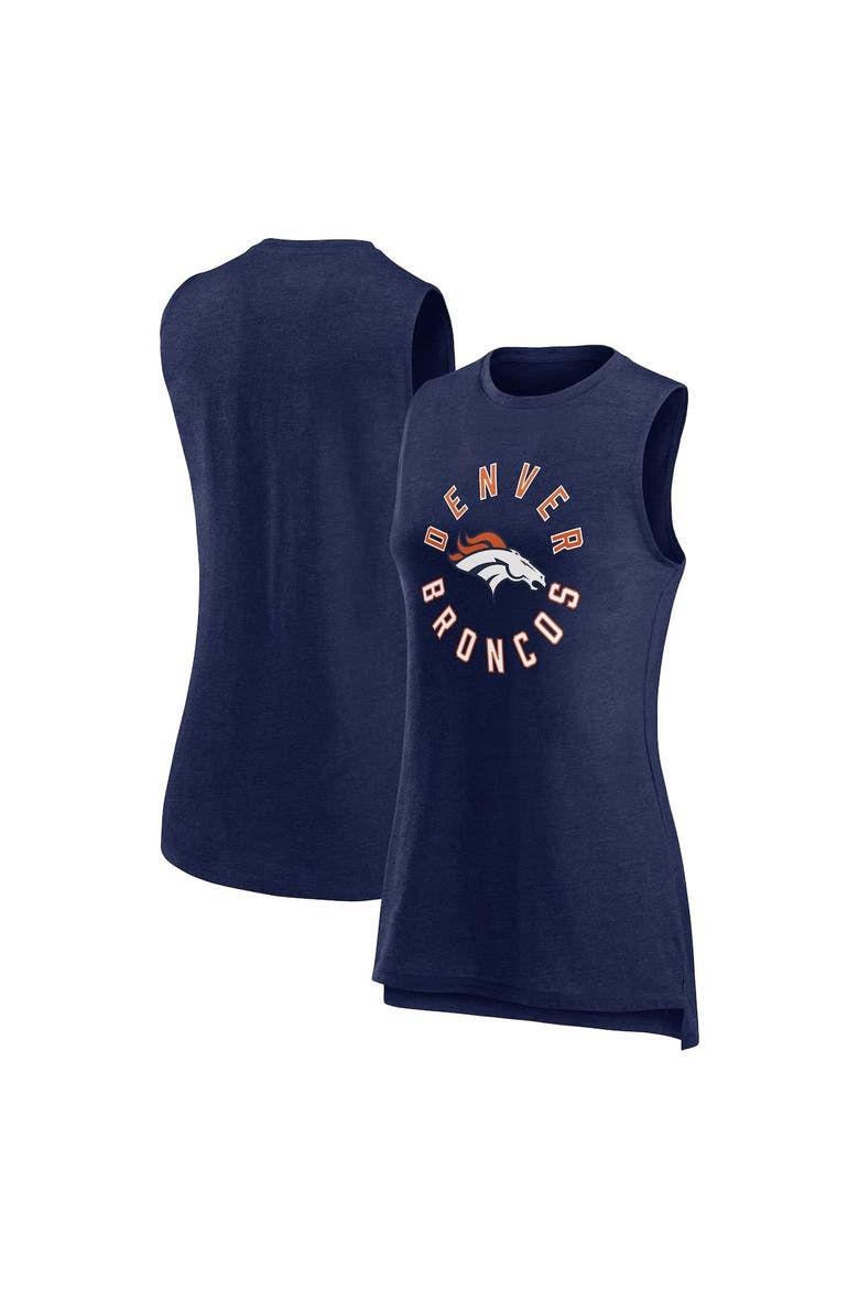 Women's Fanatics Branded  Heather Navy Denver Broncos What Goes Around Tank Top, Main, color, Heather Navy