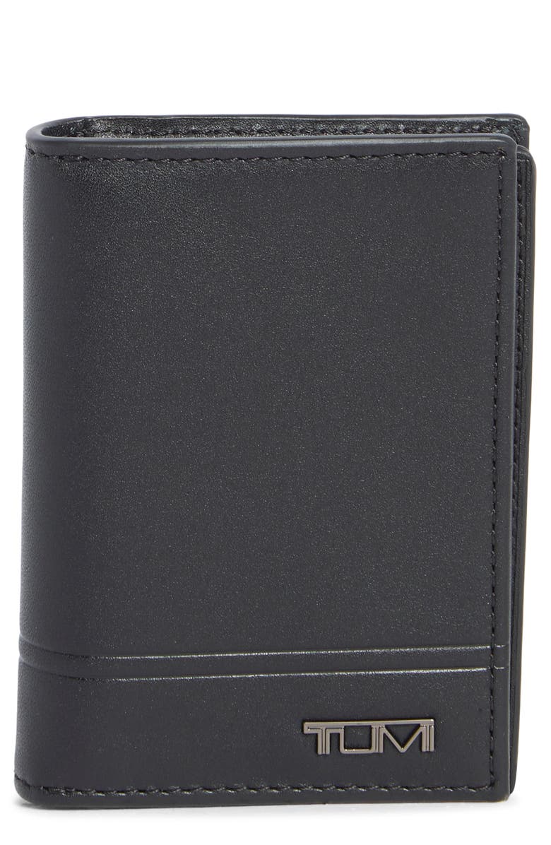 TUMI Leather Card Case, Main, color, Black