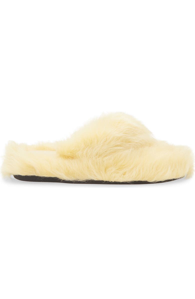 Acne Studios Blurr Shearling Flip Flop, Alternate, color, Canary Yellow
