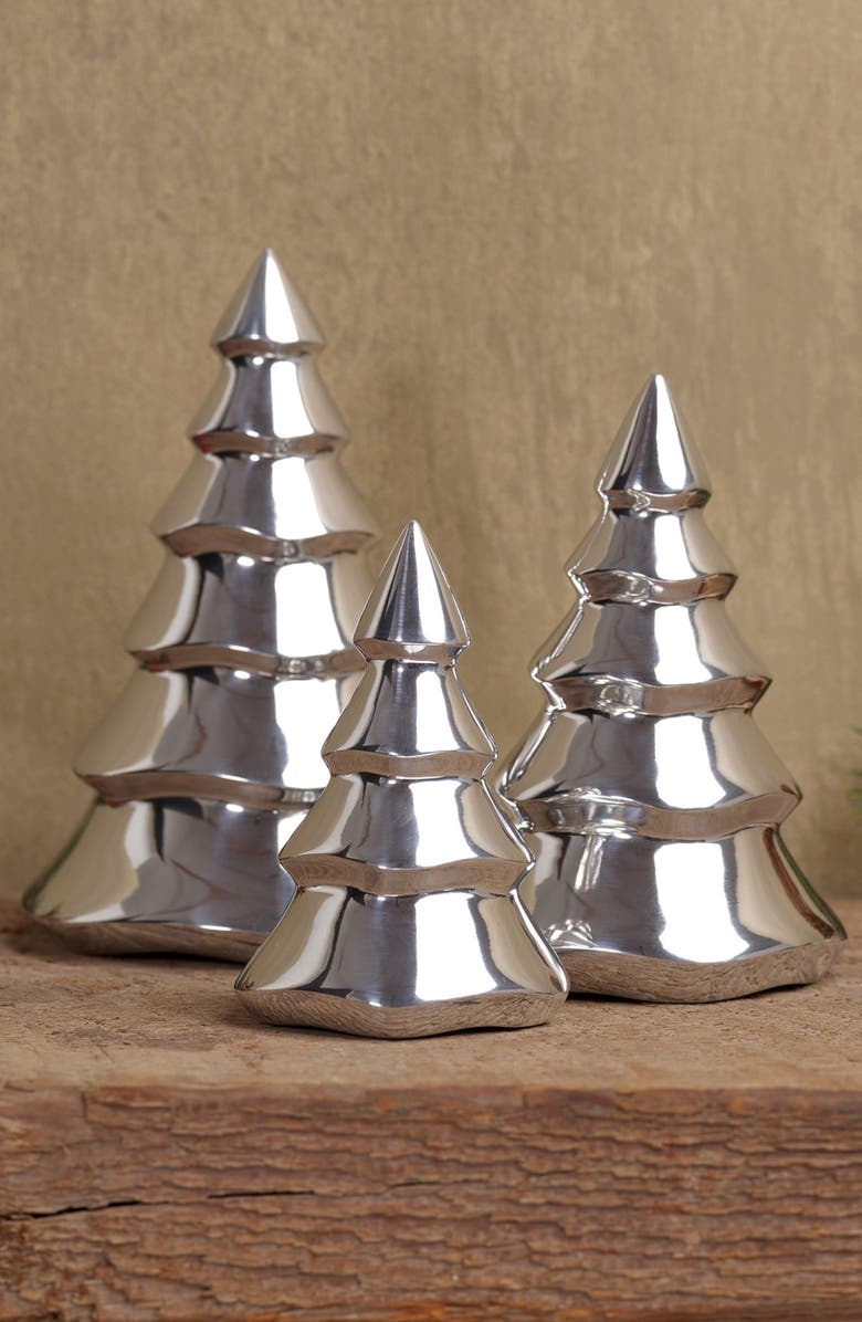 Nambé Set of 3 Mini Christmas Trees, Alternate, color, Silver