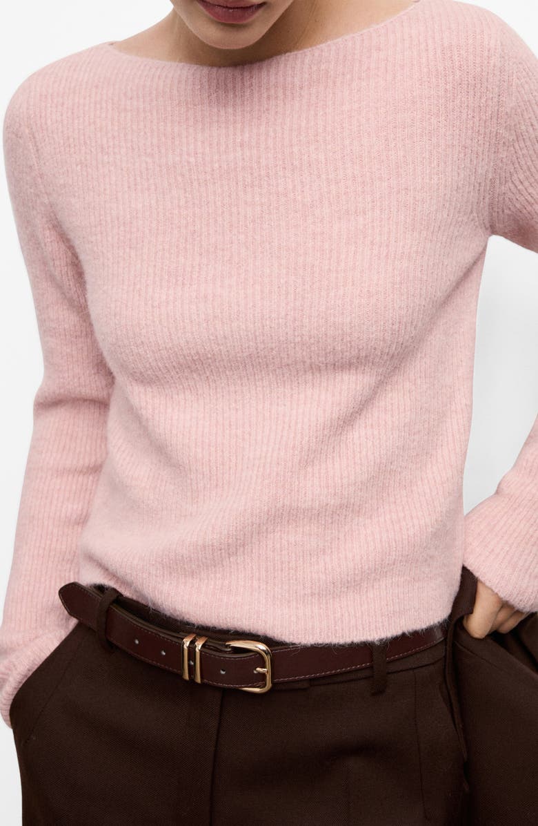 MANGO Boat Neck Rib Sweater, Main, color, Pastel Pink