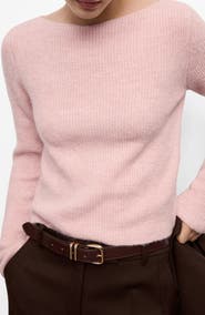 MANGO Boat Neck Rib Sweater