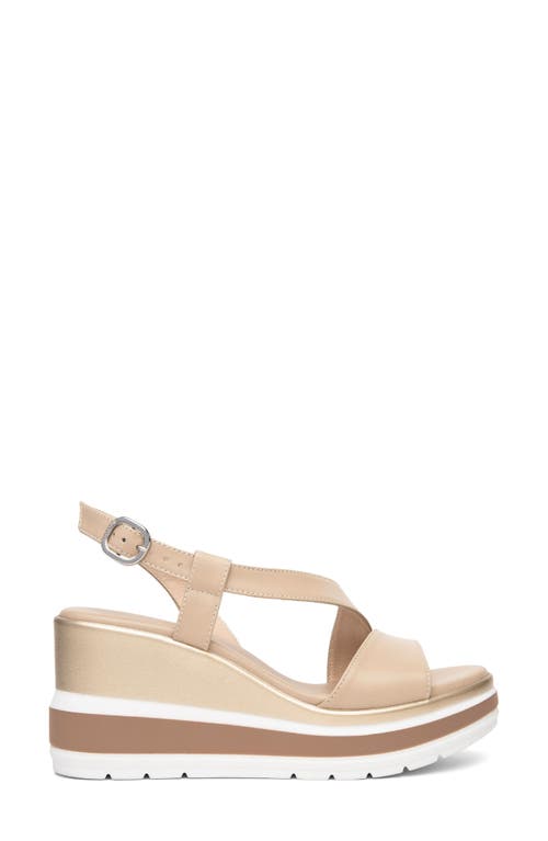 Nerogiardini Leather Wedge Slingback Sandals In Neutral