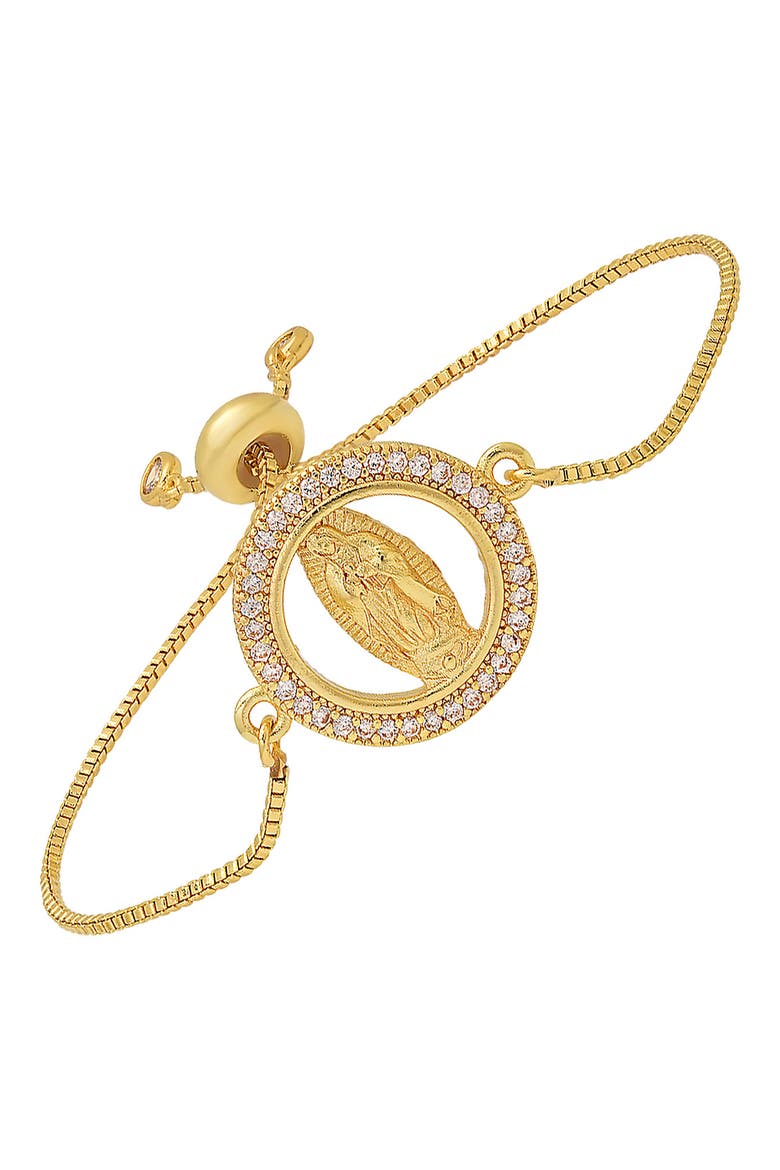 Our Lady Pavé CZ Halo Slide Bracelet, Alternate, color, GOLD