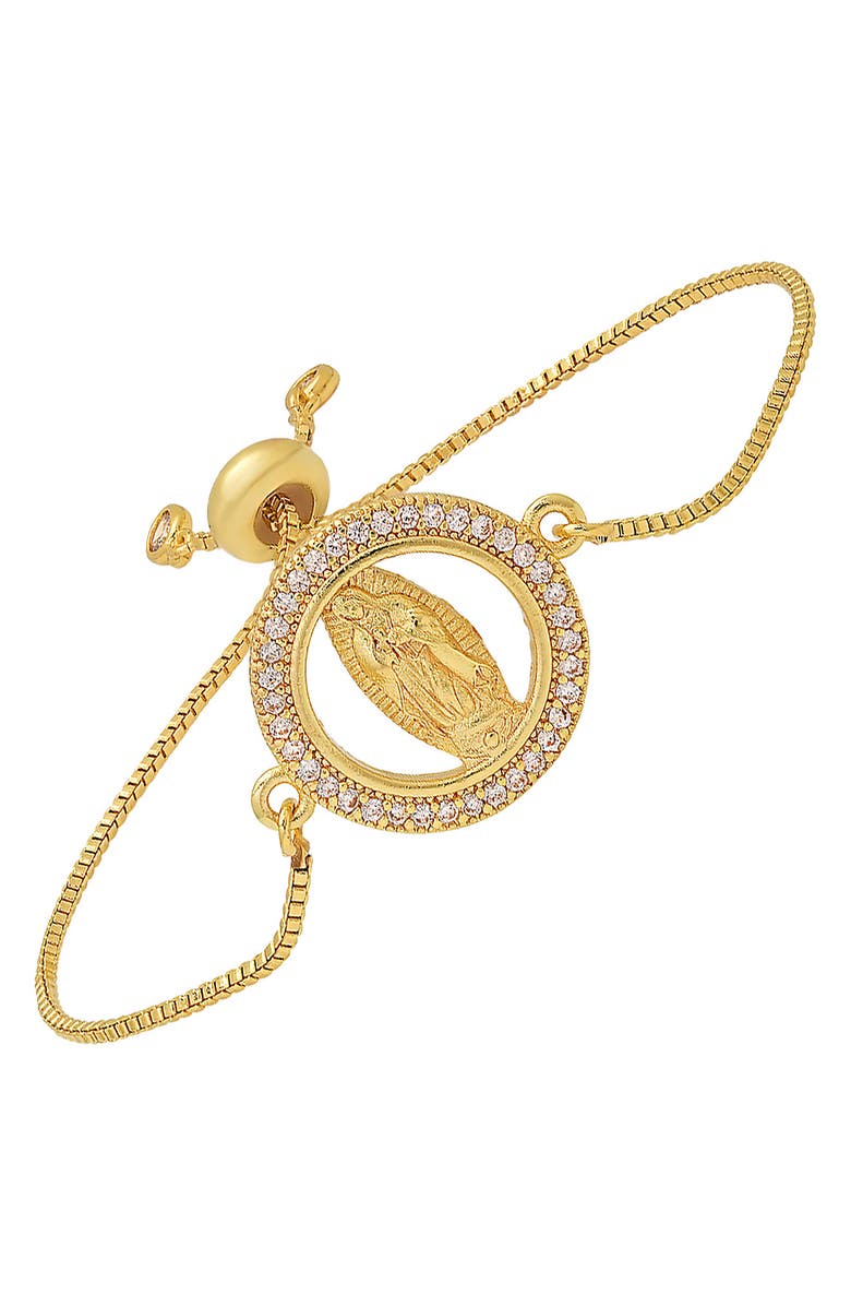 HMY JEWELRY Our Lady Pavé CZ Halo Slide Bracelet, Alternate, color, Gold