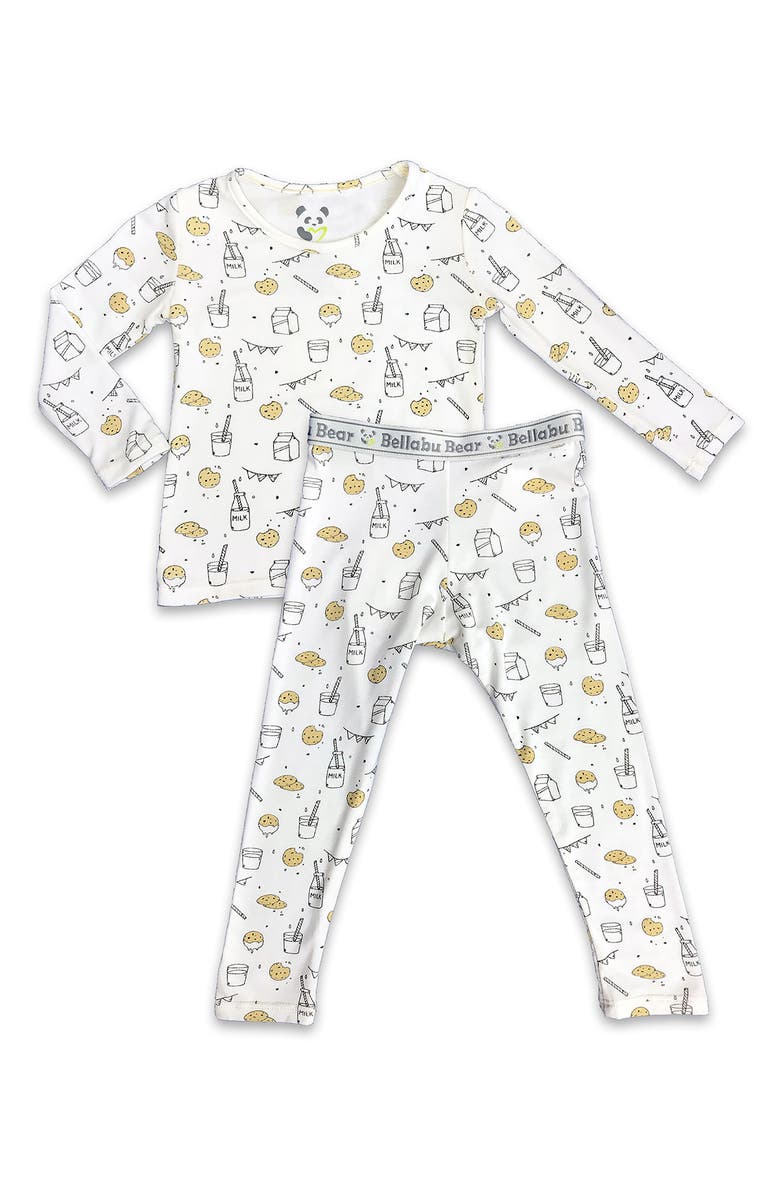 Bellabu Bear Kids' Milk & Cookies Two-Piece Fitted Pajamas, Main, color, 