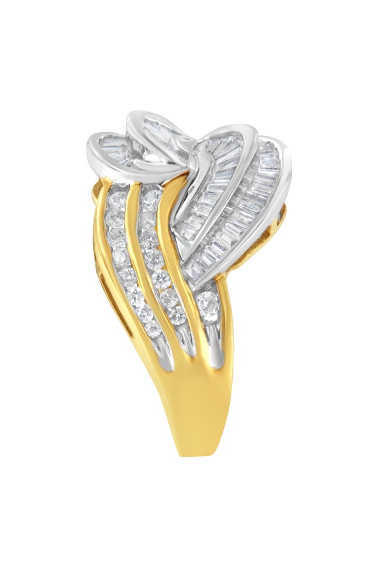 10KT Two-Toned Gold 1.0 Cttw Diamond Bypass Ring, Alternate, color, Yellow