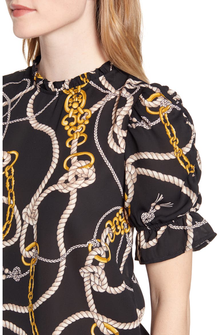 Gibson Rebecca Ruffle Puff Sleeve Blouse, Alternate, color, GOLD CHAIN