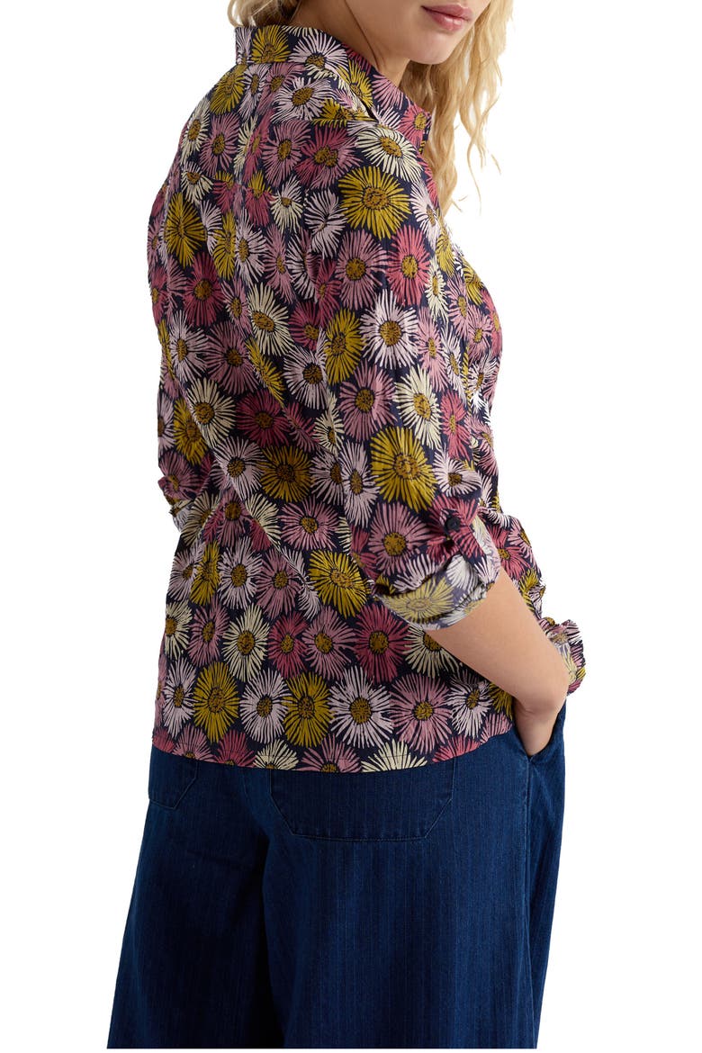 Larissa Crinkled Floral Organic Cotton Button-Up Shirt, Alternate, color, PAINTED ASTERS MARITIME