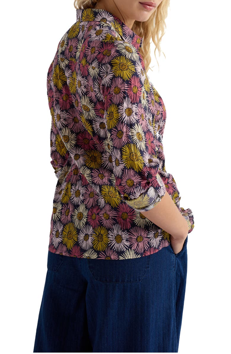 Seasalt Cornwall Larissa Crinkled Floral Organic Cotton Button-Up Shirt, Alternate, color, Painted Asters Maritime