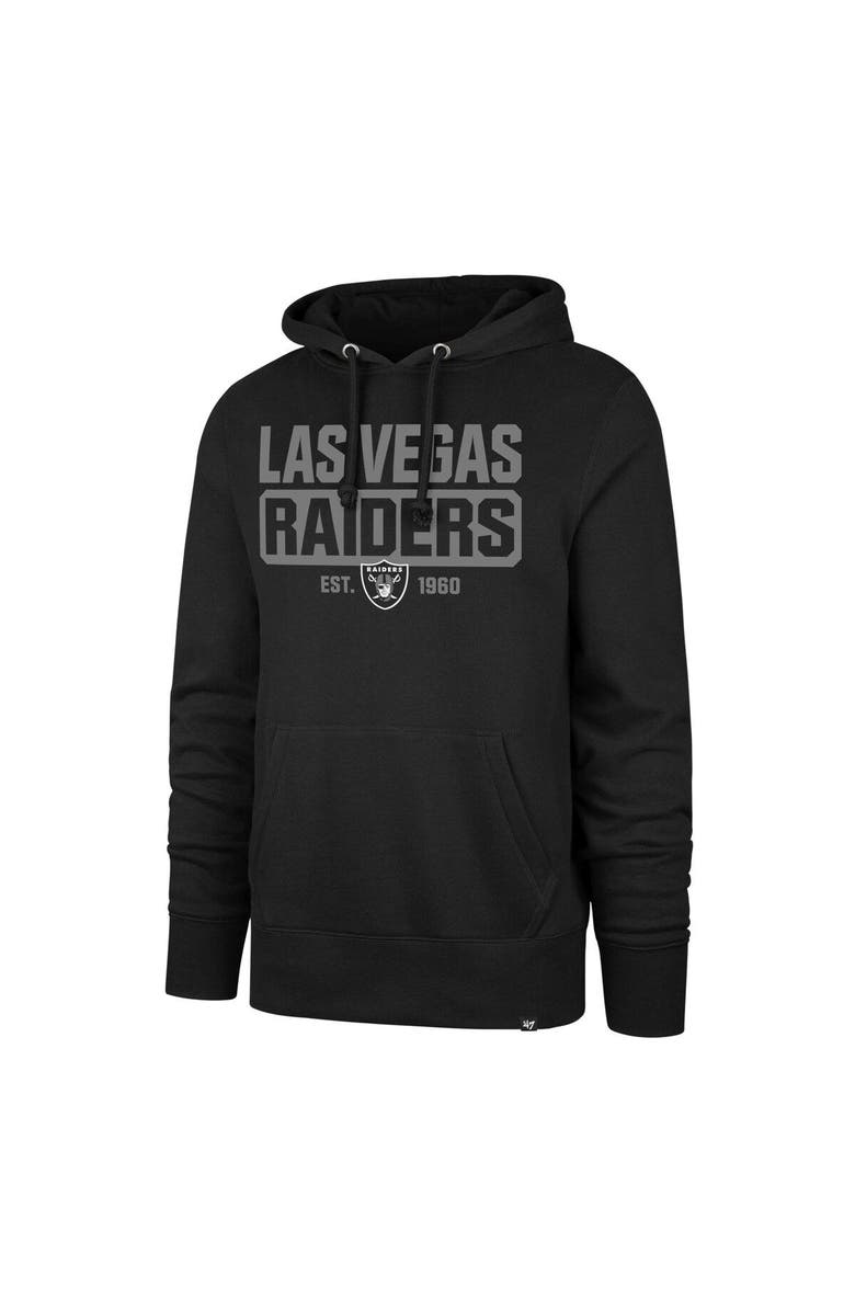 '47 Men's '47 Black Las Vegas Raiders Box Out Headline Pullover Hoodie, Main, color, 