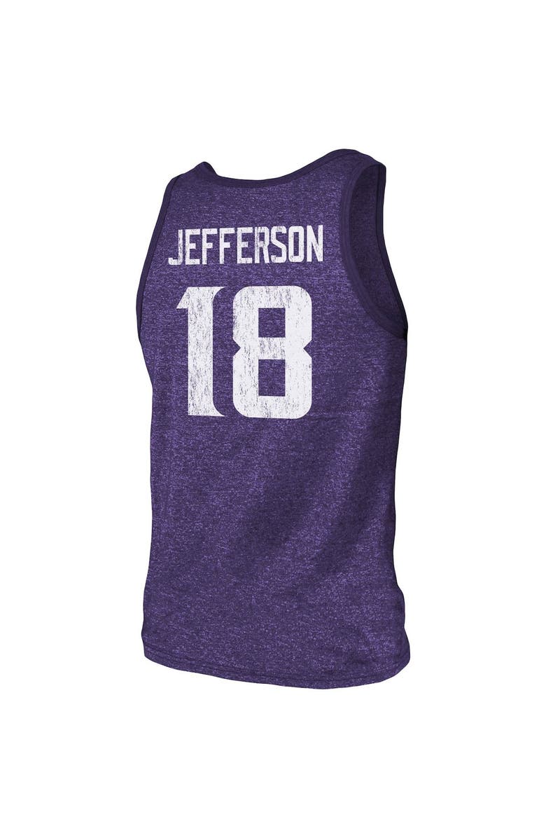 Majestic Threads Men's Majestic Threads Justin Jefferson Purple Minnesota Vikings Name & Number Tri-Blend Tank Top, Alternate, color,