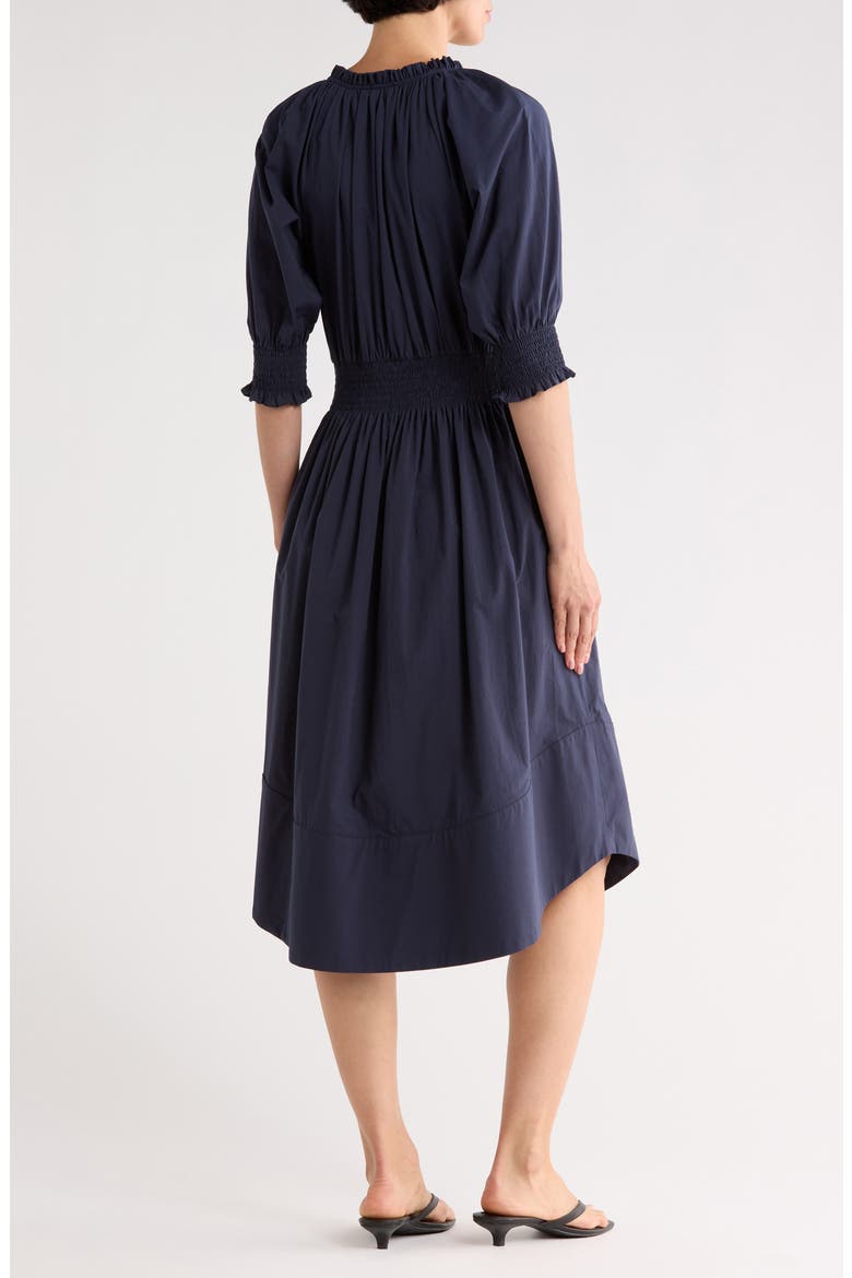 Kleo Puff Sleeve Cotton Shirtdress, Alternate, color, NAVY