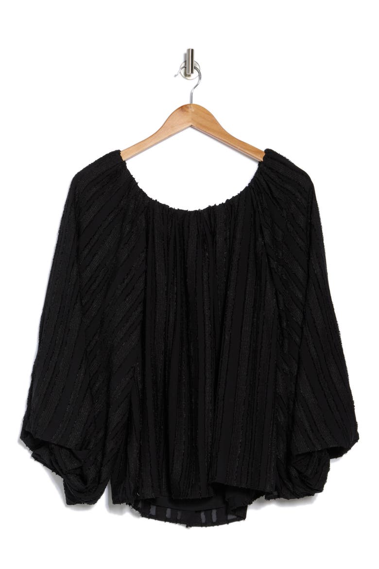 Stripe Semisheer Long Sleeve Top, Alternate, color, BLACK