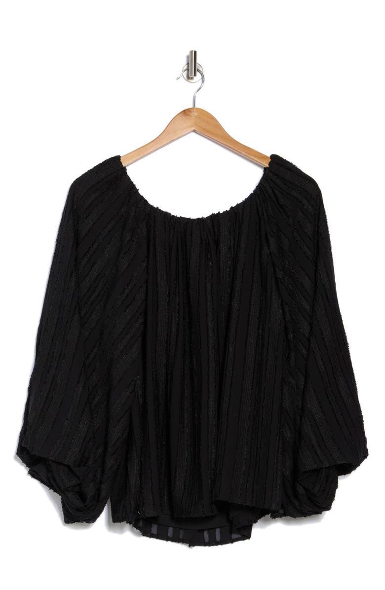 Renee C Stripe Semisheer Long Sleeve Top, Alternate, color, Black