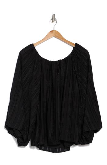 Renee C Stripe Semisheer Long Sleeve Top In Black