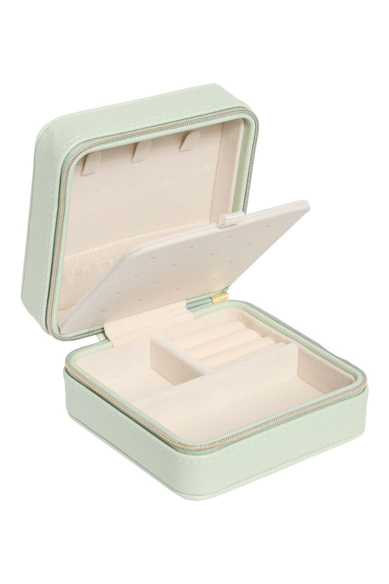 Square Zip Jewelry Box, Alternate, color, SAGE GREEN