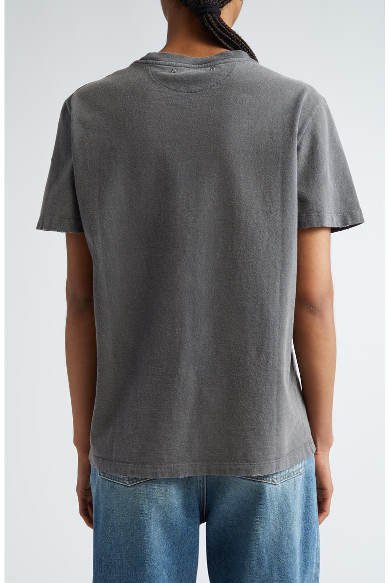 Crystal Embellished Distressed Cotton T-Shirt, Alternate, color, ANTHRACITE