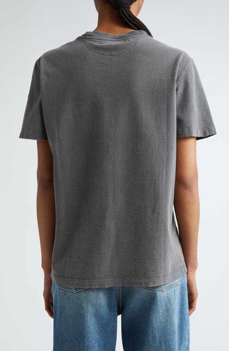 Golden Goose Crystal Embellished Distressed Cotton T-Shirt, Alternate, color, Anthracite