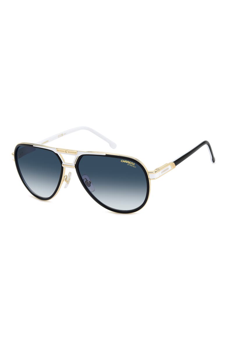 61mm Gradient Pilot Sunglasses, Alternate, color, BLACK WHITE/ DARK BLUE