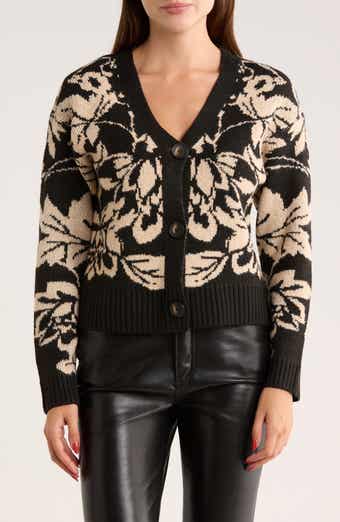 Gemma + Jane Floral Jacquard V-Neck Cardigan