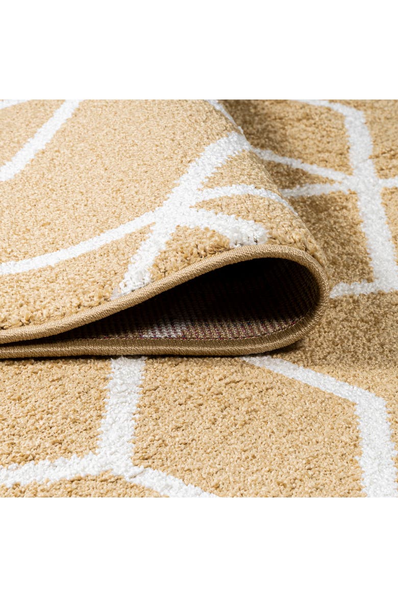 Tumbling Blocks Modern Geometric Area Rug, Alternate, color, Gold/White