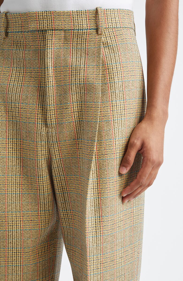 Bottega Veneta Distorted Prince of Wales Plaid Wool Blend Pants, Alternate, color, 1487 Beige/ Yellow/ Blue