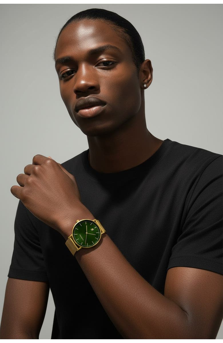 NCMPRBL Advance Envy Mesh Strap Watch, 40MM, Alternate, color, Yellow Gold/Green