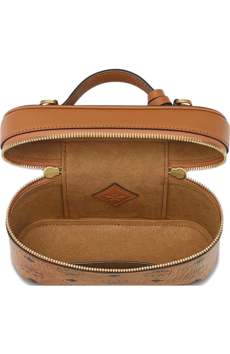 MCM Aren Vanity Case in Visetos Leather Mix, Alternate, color, Cognac